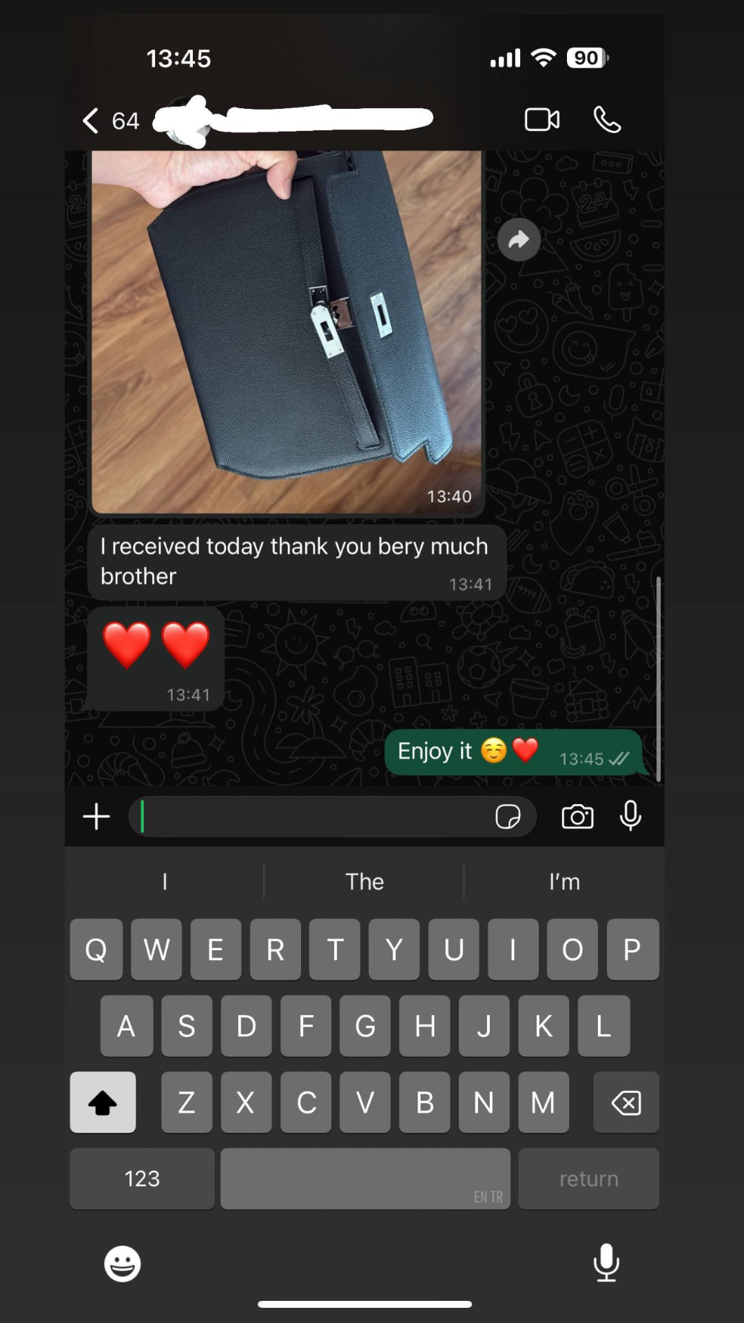 WhatsApp message from a satisfied client 2